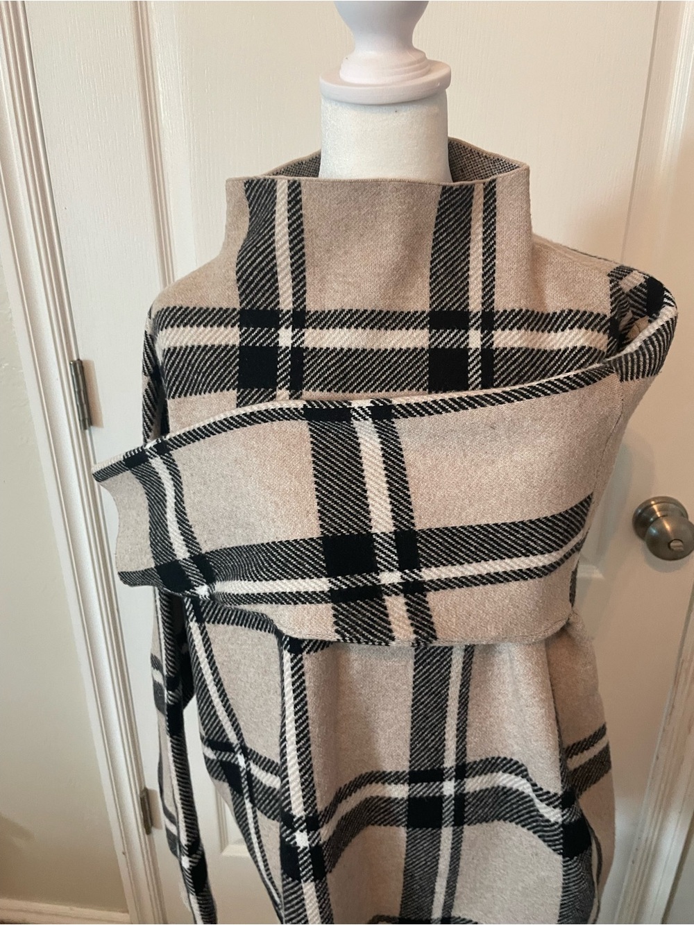 Max Studio Woman Black, Brown and White Knit Funnel Neck Sweater - Picture 3 of 12